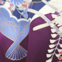 Load image into Gallery viewer, Furisode Purple White Peony Ume Tall Silk #9697J4