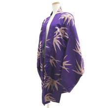 Load image into Gallery viewer, Haori Jacket Vintage(1920-1950) Blueish Purple Meisen Bamboo leaf Silk #11052A3