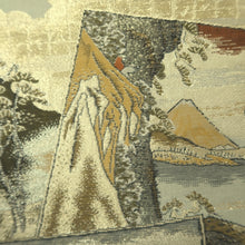 Load image into Gallery viewer, Fukuro Obi Gold Green Light Blue Tokaido53 Ukiyoe Landscape Silk BB342V9