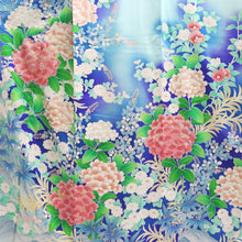 Load image into Gallery viewer, Furisode Light Blue Blue Camellia Silk #10334F2
