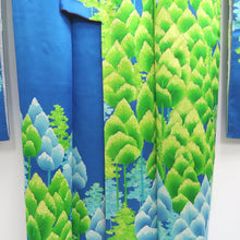 Load image into Gallery viewer, Furisode Blue Green Tree Silk #10303E5