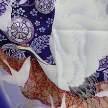 Load image into Gallery viewer, Furisode Blue Crane Birds Silk #10313F1