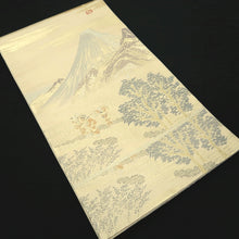 Load image into Gallery viewer, Fukuro Obi Beige Gold Mt. Fuji Landscape Silk BB335V9