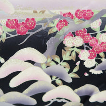 Load image into Gallery viewer, Furisode Pearl white Heian Princess Crane Birds Silk #11092B1