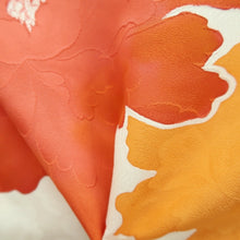 Load image into Gallery viewer, Haori Jacket White Reddish Yellow Floral pattern Silk #10853E3