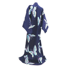 Load image into Gallery viewer, Yukata Vintage(1950-1980) Navy Butterfly Cotton #10485B1