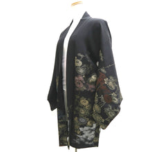Load image into Gallery viewer, Haori Jacket Vintage(1950-1980) Black Gold Chrysanthemum Silk #10126D3