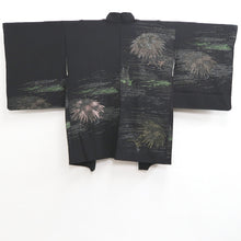 Load image into Gallery viewer, Haori Jacket Vintage(1950-1980) Black Gold Silver Chrysanthemum Silk #10186D5