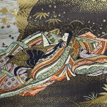 Load image into Gallery viewer, Fukuro Obi Dark Brown Gold Genji Rakchu Emaki Silk BB311V8