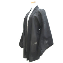 Load image into Gallery viewer, Haori Jacket Vintage(1950-1980) Black Sheer Bamboo leaf Silk #10894E4