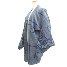 Load image into Gallery viewer, Haori Jacket Vintage(1950-1980) Blue Shibori Plum blossom Silk #10603C2