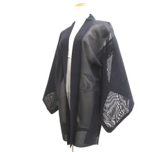 Load image into Gallery viewer, Haori Jacket Vintage(1950-1980) Black Wine red Sheer Botanical Embroidery Silk #10904E5