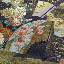 Load image into Gallery viewer, Fukuro Obi Dark Brown Gold Genji Rakchu Emaki Silk BB311V8