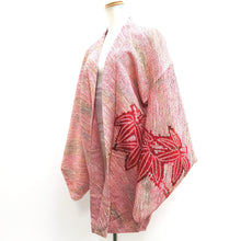 Load image into Gallery viewer, Haori Jacket Vintage(1950-1980) Pink Red Full Shibori Bamboo leaf Silk #10157D4