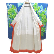 Load image into Gallery viewer, Furisode Blue Green Tree Silk #10303E5