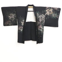 Load image into Gallery viewer, Haori Jacket Vintage(1950-1980) Black Silver Green Flower Silk #10823E1