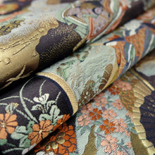 Load image into Gallery viewer, Fukuro Obi Dark Brown Gold Genji Rakchu Emaki Silk BB311V8