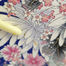 Load image into Gallery viewer, Furisode Blue Plum blossom Camellia Silk #10543B3