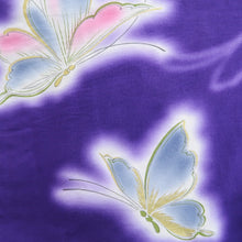 Load image into Gallery viewer, Yukata Vintage(1950-1980) Purple Butterfly Cotton #10475A5