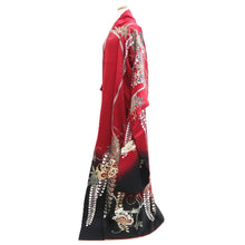 Load image into Gallery viewer, Furisode Red Black Gold Butterfly Wisteria Silk #11093B1