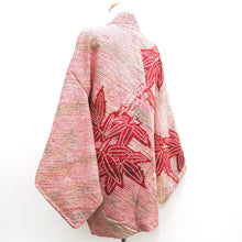 Load image into Gallery viewer, Haori Jacket Vintage(1950-1980) Pink Red Full Shibori Bamboo leaf Silk #10157D4