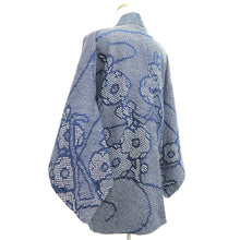 Load image into Gallery viewer, Haori Jacket Vintage(1950-1980) Blue Shibori Plum blossom Silk #10603C2