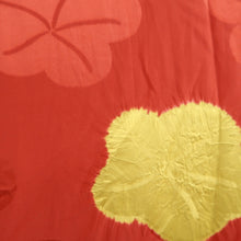 Load image into Gallery viewer, Juban Red Furisode Leaves Shibori Silk #10516B2