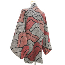 Load image into Gallery viewer, Haori Jacket Black Red Full Shibori Mountain Silk #10703D1
