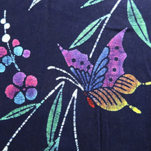Load image into Gallery viewer, Yukata Vintage(1950-1980) Navy Butterfly Cotton #10757D3