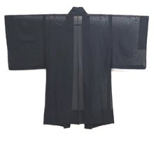 Load image into Gallery viewer, Men's Haori Vintage(1950-1980) Blueish Black See-Through Montsuki Silk #10425A2