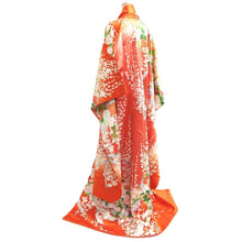 Load image into Gallery viewer, Furisode Orange Pink Plum blossom Branch Tall Silk #10314F1
