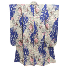 Load image into Gallery viewer, Furisode Blue Plum blossom Camellia Silk #10543B3