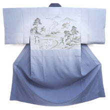 Load image into Gallery viewer, Men's Juban Blueish Gray Chojugiga Rabbit Frog Silk #10663C5