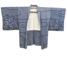 Load image into Gallery viewer, Haori Jacket Vintage(1950-1980) Blue Shibori Plum blossom Silk #10603C2
