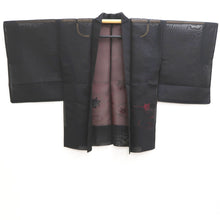 Load image into Gallery viewer, Haori Jacket Vintage(1950-1980) Black Wine red Sheer Embroidery Maple Leaf Silk #10974F3