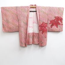 Load image into Gallery viewer, Haori Jacket Vintage(1950-1980) Pink Red Full Shibori Bamboo leaf Silk #10157D4