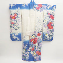 Load image into Gallery viewer, Furisode Blue White Peony Tall Silk #9698J4