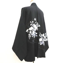 Load image into Gallery viewer, Haori Jacket Vintage(1950-1980) Black Flower Silk #9992C2