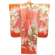 Load image into Gallery viewer, Furisode Orange Pink Plum blossom Branch Tall Silk #10314F1