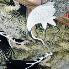 Load image into Gallery viewer, Tomesode Black Crane Birds Silk #10392F5