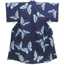 Load image into Gallery viewer, Yukata Vintage(1950-1980) Navy Butterfly Cotton #10485B1