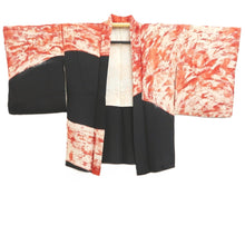 Load image into Gallery viewer, Haori Jacket Vintage(1950-1980) Black Vermillion Unique Contrast Design Silk #11064A4