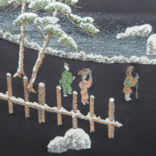 Load image into Gallery viewer, Haori Jacket Vintage(1950-1980) Black Kyoto Kinkakuji Silk #9739A2