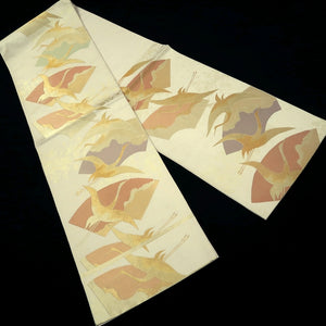 Fukuro Obi Gold Crane Birds Silk BB273V5