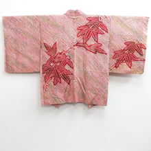 Load image into Gallery viewer, Haori Jacket Vintage(1950-1980) Pink Red Full Shibori Bamboo leaf Silk #10157D4
