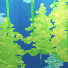 Load image into Gallery viewer, Furisode Blue Green Tree Silk #10303E5