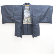Load image into Gallery viewer, Men's Haori Vintage(1950-1980) Blue Black Mt. Fuji Landscape Silk #10640C4