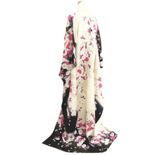 Load image into Gallery viewer, Furisode White Black Crane Birds Azalea Tall Silk #10335F2