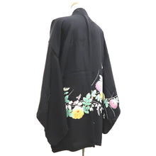 Load image into Gallery viewer, Haori Jacket Vintage(1950-1980) Black Hand painted Chrysanthemum Silk #9852B2