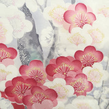 Load image into Gallery viewer, Furisode Magenta Plum blossom Branch Tall Silk #11082A5